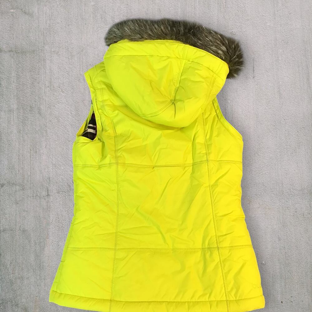 Burton Dryride Sly Puffy Vest Neon Yellow Women XS Snowboard Ski Hooded Gorpcore - Picture 3 of 11